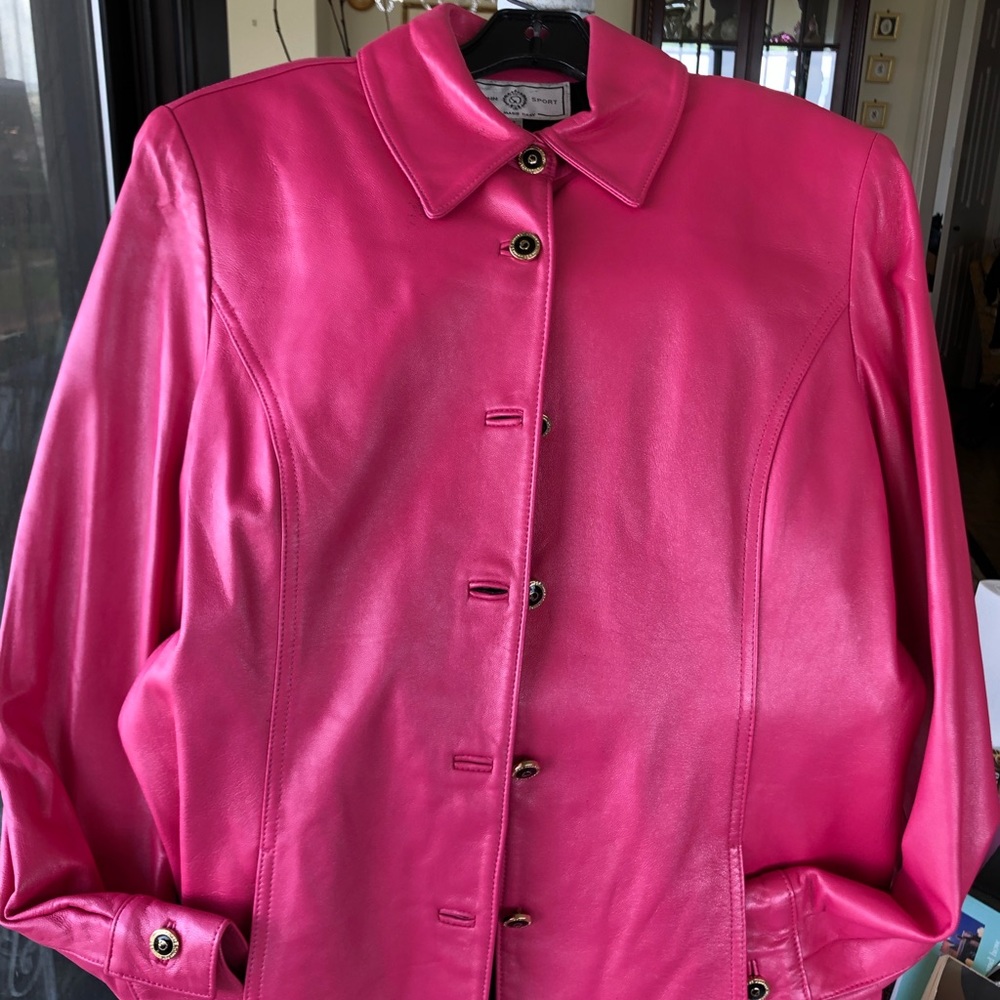 🔥 SALE! St John Pink Napa Leather Jacket Like New - Picture 1 of 16